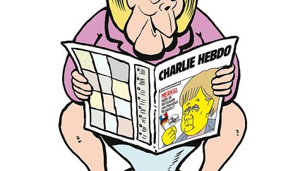 L'affiche conçue pour la promotion de la version allemande de "Charlie Hebdo" à paraître le 1er décembre 2016. (CHARLIE HEBDO / AFP)