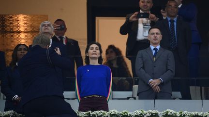 La ministre française des Sports, Amélie Oudea-Castera, lors du quart de finale de la Coupe du monde de football entre l'Angleterre et la France au stade Al-Bayt à Al Khor au Qatar, le 10 décembre 2022. (FRANCK FIFE / AFP)