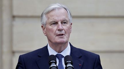 Le nouveau Premier ministre Michel Barnier, à l'hôtel de Matignon à Paris, le 5 septembre 2024. (STEPHANE DE SAKUTIN / POOL / AFP)