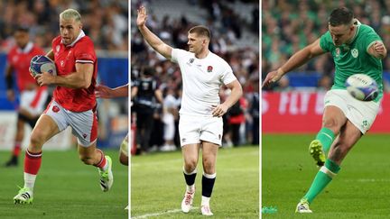 Gareth Davies, Owen Farrell et Jonathan Sexton durant la Coupe du monde 2023. (AFP)