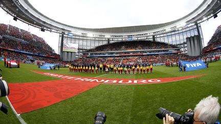 Le stade de l'Arena d'Ekaterinbourg, le 15 juin 2018, lors de la rencontre entre l'Egypte et l'Uruguay, à&nbsp;Iekaterinbourg, en Russie.&nbsp; (ANDRES PINA / PHOTOSPORT / AFP)