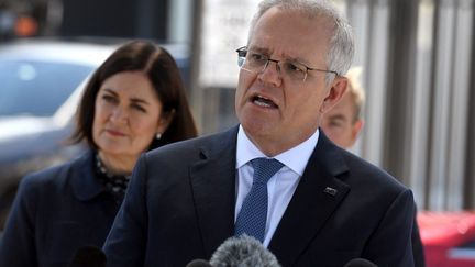 Le Premier ministre australien, Scott Morrison, s'exprime devant la presse à Melbourne, le 9 novembre 2021. (WILLIAM WEST / AFP)