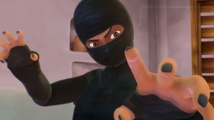 Capture d'&eacute;cran de la bande-annonce de la s&eacute;rie anim&eacute;e pakistanaise "Burka Avenger", qui met en sc&egrave;ne une enseignante super-h&eacute;ro&iuml;ne.&nbsp; (UNICORN BLACL.COM / BURKA AVERGER / YOUTUBE)