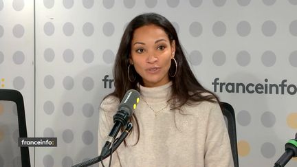 Cindy Fabre, directrice du concours national Miss France, vendredi 16 décembre 2022 sur franceinfo. (FRANCEINFO / RADIO FRANCE)