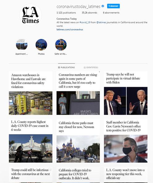 Compte Instagram LA TIMES (INSTAGRAM / LA TIMES)