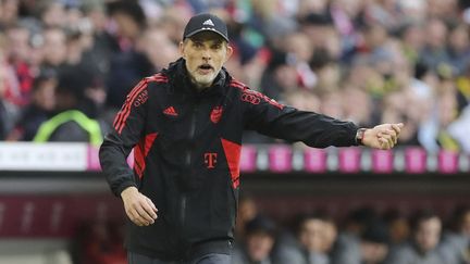 L'entraîneur allemand Thomas Tuchel lors de la victoire de son Bayern Munich contre Dortmund, le 1er avril 2023. (MARCEL ENGELBRECHT / AFP)