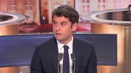 Gabriel Attal,&nbsp;porte-parole du gouvernement, était l'invité du 8h30 franceinfo&nbsp;jeudi 21&nbsp;avril&nbsp;2022. (FRANCEINFO / RADIOFRANCE)