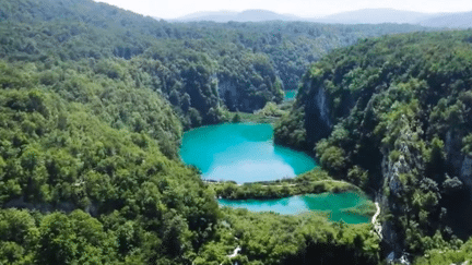 Direction, lundi 24 juin, la Croatie et les magnifiques lacs du parc de Plivitche, classé au patrimoine mondial de l'Unesco. Il compte 16 lacs et plus de 90 cascades. (France 2)