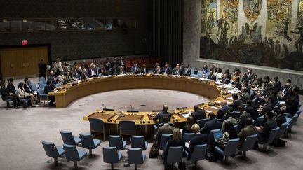 Le Conseil de sécurité de l'ONU, à New York (Etats-Unis), le 11 septembre 2017, après un tir de missile de la Corée du Nord. (DREW ANGERER / GETTY IMAGES NORTH AMERICA / AFP)