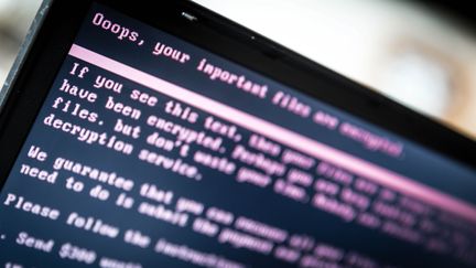 Message sur un écran d'ordinateur d'attaque informatique.&nbsp;&nbsp;&nbsp; (ROB ENGELAAR / ANP)