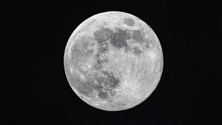 La Lune photographiée depuis Eindhoven (Pays-Bas) en décembre 2023. (NICOLAS ECONOMOU / NURPHOTO / AFP)