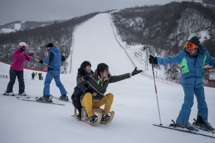 Dans la station de ski de&nbsp;Masikryong (Corée du Nord), le 19 février 2017. (ED JONES / AFP)