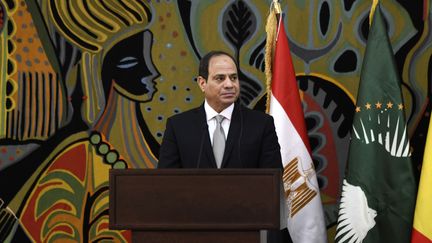 Le président égyptien&nbsp;Abdel Fattah al-Sisi à Dakar (Sénégal), le 12 avril 2019. (SEYLLOU / AFP)