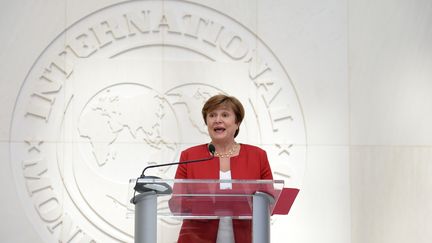 La nouvelle présidente du FMI, Kristalina Georgieva, lors d'une conférence de presse à Washington (Etats-Unis), le 25 septembre 2019. (ERIC BARADAT / AFP)