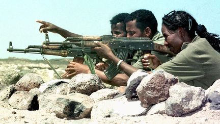 Soldats érythréens positionnés à la frontière avec l'Ethiopie.  (AFP PHOTO / AMR NABIL)