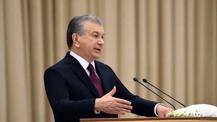 Le président de l'Ouzbékistan,&nbsp;Chavkat Mirzioïev, à Tachkent (Ouzbékistan), le 29 septembre 2020.&nbsp; (PRESIDENCY OF UZBEKISTAN / HANDOUT / ANADOLU AGENCY / AFP)