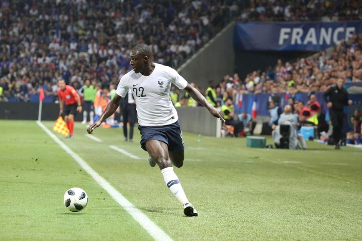 Le défenseur latéral des Bleus Benjamin Mendy lors du match amical contre l'Italie, le 1er juin 2018 à Nice (Alpes-Maritimes). (MASSIMILIANO FERRARO / NURPHOTO)