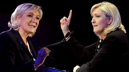 La présidente du Front national, Marine Le Pen, le 26 janvier 2017 (à gauche) et le 7 avril 2012 (à droite). (NICOLAS TAVERNIER / LAURENT CERINO / REA)