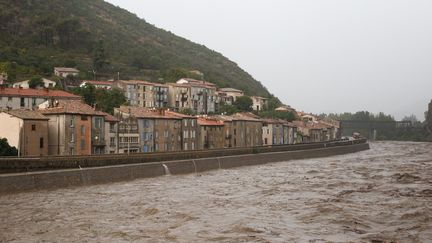 Inondation à Anduze, dans le nord ouest du Gard le 19 septembre 2020. (BENJAMIN POLGE / HANS LUCAS)