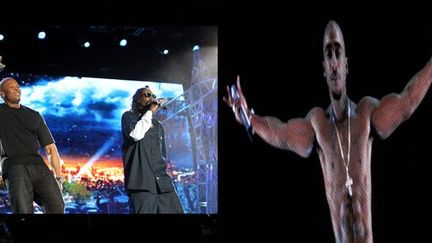 Dr. Dre, Snoop Dogg et l&#039;hologramme de Tupac
 (Brandon Clark/AP/SIPA)