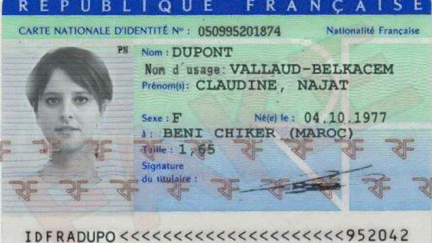 &nbsp; (La fausse carte d'identité de Najat Vallaud-Belkacem © DR)