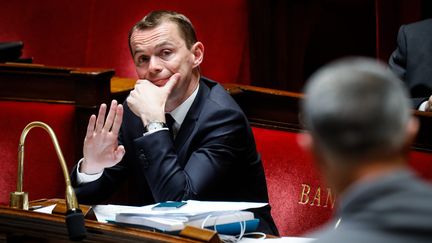 Olivier Dussopt, le&nbsp;secrétaire d'Etat à la Fonction publique, à l'Assemblée nationale, le 14 mai 2019.&nbsp; (MAXPPP)