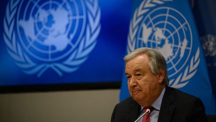 Le secrétaire général de l'ONU Antonio&nbsp;Guterres le 3 août 2022 à New-York (Etats-Unis). (ED JONES / AFP)