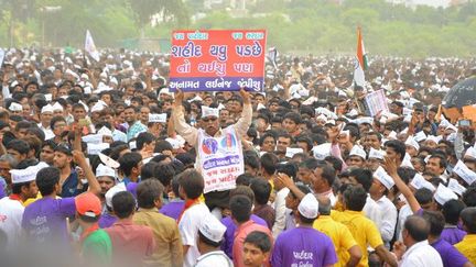 Manifestation des Patidars à Ahmedabad, principale ville de l'Etat du Gujarat (Ouest de l'Inde) le 25 août 2015 (CITIZENSIDE/PRASHANT)