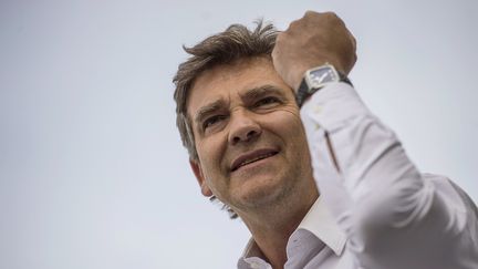 Arnaud Montebourg, &agrave; la f&ecirc;te de la Rose, &agrave; Frangy-en-Bresse, le 24 ao&ucirc;t 2014 (JEFF PACHOUD / AFP)