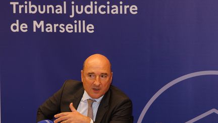 Nicolas Bessone,procureur de la République à Marseille, en conférence de presse le 30 octobre 2023, à l'occasion des incidents qui ont eu lieu lors du match OM-OL. (BADER GILLES / MAXPPP)