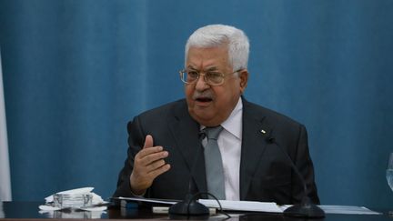 Le président&nbsp;de l'Autorité palestinienne,&nbsp;Mahmoud Abbas, lors d'une conférence de presse à Ramallah, en Cisjordanie, le 7 mai 2020. (ISSAM RIMAWI / ANADOLU AGENCY)