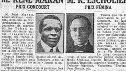 Article du petit Parisien sur René Maran, premier prix Goncourt noir en 1921 (Le Petit Parisien du 15 décembre 1921 • ©DR)