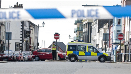 La scène du meurtre, gardée par la police, à Lake District (AFP/Derek Blair)