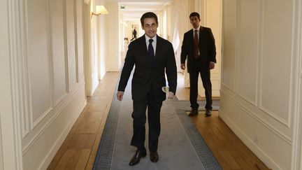 Nicolas Sarkozy, le 12 avril 2012 &agrave; l'Elys&eacute;e (Paris). (ERIC FEFERBERG / AFP )