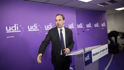 Le président de l'UDI, Jean-Christophe Lagarde, lors de ses voeux à la presse, le 13 janvier 2016 à Paris. (MAXPPP)