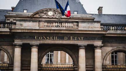 The entrance to the Council of State, January 25, 2024 in Paris. (XOSE BOUZAS / HANS LUCAS / AFP)