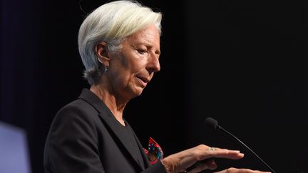 La directrice du FMI, Christine Lagarde, intervient &agrave; la fin du G20 des ministres des Finances, &agrave; Cairns (Australie), le 21 septembre 2014. (WILLIAM WEST / AFP)