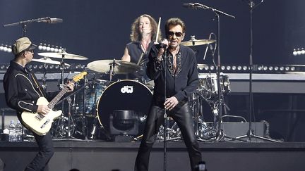 Johnny Hallyday se produit sur la scène de Bercy, le 27 novembre 2015. (FRANCOIS GUILLOT / AFP)