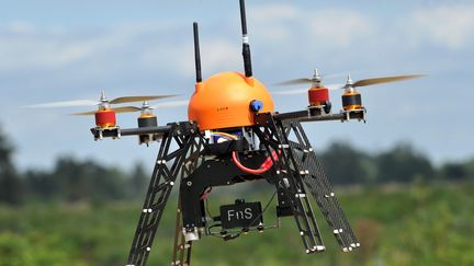 Un drone de l'entreprise fran&ccedil;aise Fly-n-Sense, permettant de surveiller les feux de for&ecirc;t, photographi&eacute; le 12 juillet 2012. (PIERRE ANDRIEU / AFP)