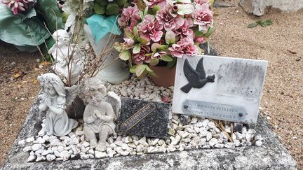 La tombe de la petite Inass, surnommée la "petite martyre de l'A10", à Suèvres (Loir-et-Cher). (FARIDA NOUAR / RADIO FRANCE)