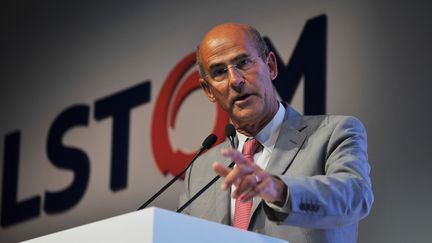 Le PDG&nbsp;d'Alstom, Patrick Kron,&nbsp;lors de l'inauguration d'une usine &agrave; Tianjin (Chine), le 17 septembre 2013. (WANG ZHAO / AFP)