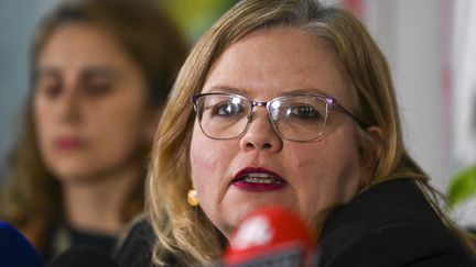 Astrid Caceres, on July 14, 2023 in Bogota, the director of the Colombian Institute for Family Protection (ICBF), who will have temporary guardianship of the four children.  (JUAN BARRETO / AFP)