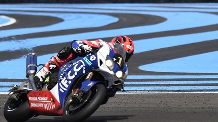 Le Français Mike Di Meglio au guidon de la Honda TSR  (BORIS HORVAT / AFP)