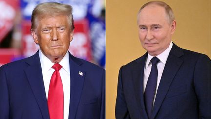 Le vainqueur de l'élection présidentielle américaine, Donald Trump, et le président russe, Vladimir Poutine. (CHARLY TRIBALLEAU,ALEXANDER NEMENOV / AFP)