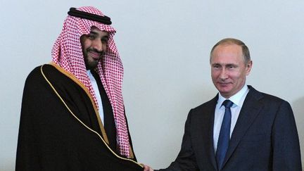 Vladimir Poutine et le prince Mohammad bin Salman Al Saud, ministre saoudien de la Défense à Saint-Pétersbourg, le 18 juin 2015. (Michael Klimentyev / RIA Novosti/AFP)