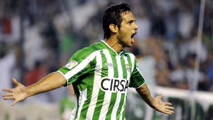 La joie du Paraguayen du Betis Séville Roque Santa Cruz