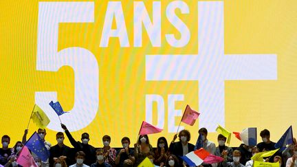 Des militants LREM réunis à Avignon (Vaucluse) lors du "Campus 2021" organisé par le mouvement macroniste le 3 octobre 2021 (NICOLAS TUCAT / AFP)