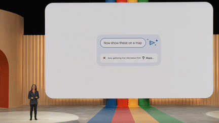 Le chatbot de Google, appelé Bard, a été présenté lors d'une conférence de presse, le 10 mai 2023 à Mountain View (Californie). (GOOGLE)