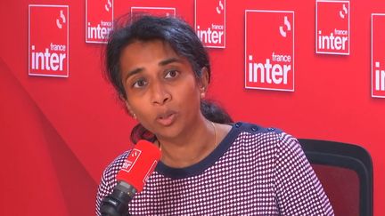 Sophie Vénétitay, secrétaire générale du syndicat Snes-FSU, le 28 août 2023 sur France Inter. (FRANCE INTER / RADIO FRANCE)