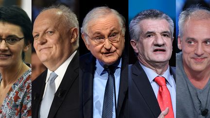 Nathalie Arthaud(LO), François Asselineau(UPR), Jacques Cheminade(Solidarité et progrès), Jean Lassalle(Résistons!) et Philippe Poutou(NPA)
 (AFP(Pascal PAVANI, Lionel BONAVENTURE, Eric PIERMONT, Bertrand GUAY, Kenzo TRIBOUILLARD))